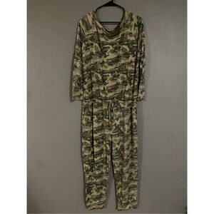 Boutique Camo Long Sleeve Jogger Jumpsuit Tie Waist Size 2X